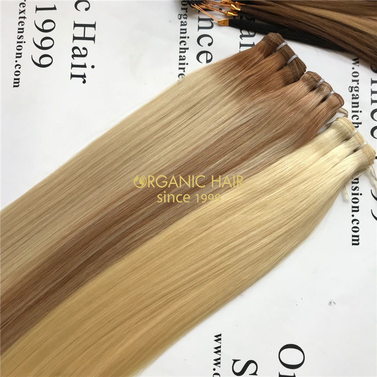 Best human flat weft hair extensions highlight color & ombre color X122